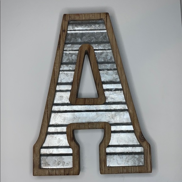 Rustic wood and tin Letter A - Picture 1 of 5